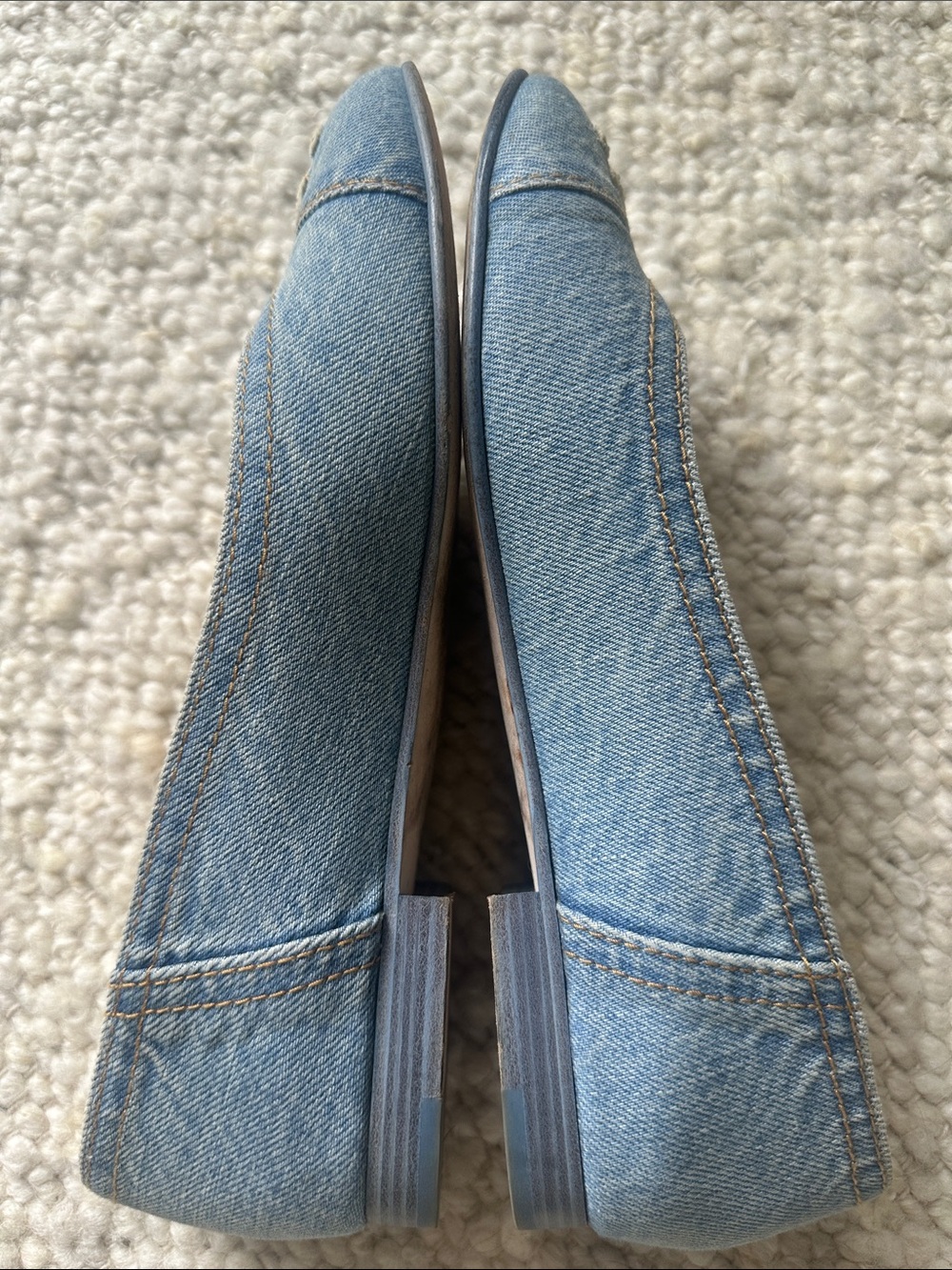 CHANEL Light Blue Denim Embroidered CC Ballet Flats - Picture 4 of 7